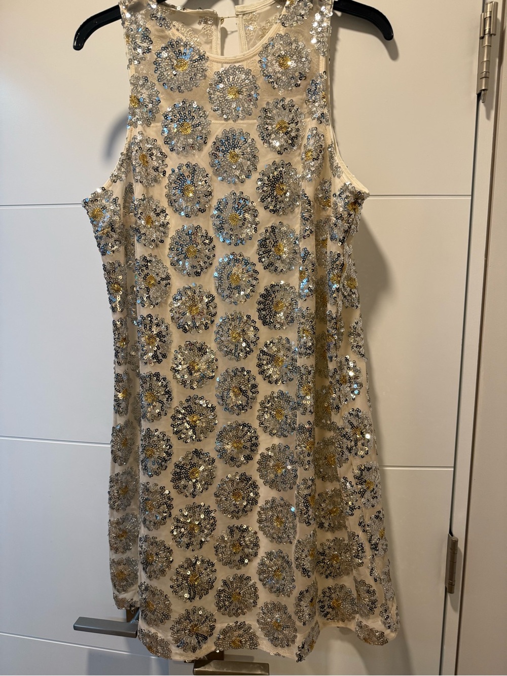 Trina Turk Sequin Floral Cocktail Dress – Ivory/Silver XL-NWT